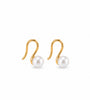 White Pearl/Gold Drop Earrings – 14Kt Gold Plated 8mm