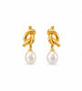 The Golden Knot – Natural Freshwater Pearl Drop Earrings 14kt Gold Plated