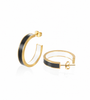 Halo Black on White Hoop Earrings - 18kt Gold Plated Stainless Steel - Size (S)