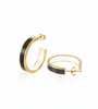 Halo Black on White Hoop Earrings - 18kt Gold Plated Stainless Steel - Size (S) - Plum Petal