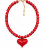 Red Heart Statement Necklace – Amora - Plum Petal