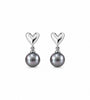 Silver Grey Pearl Heart Drop Earrings - 10mm - Plum Petal