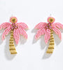 Sunset Pink Palm Tree Earrings – Beaded Statement Holiday Jewellery - (size M) - Plum Petal