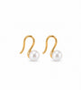White Pearl/Gold Drop Earrings – 14Kt Gold Plated 8mm - Plum Petal